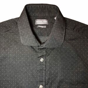 Michael Kors Slim Fit Pin Dot Long Sleeve Button Down in Grey Men’s L-16-34/35